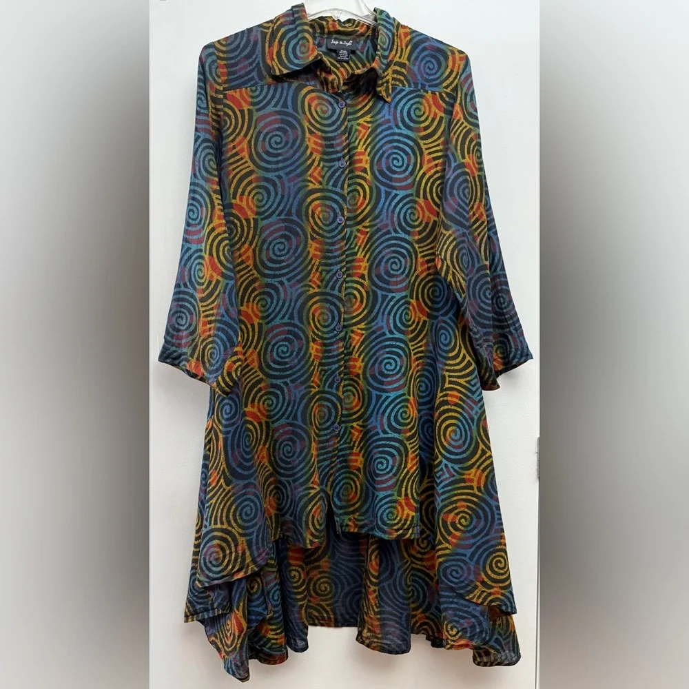 Vibrant Multicolor Asymmetrical Swirl Dress